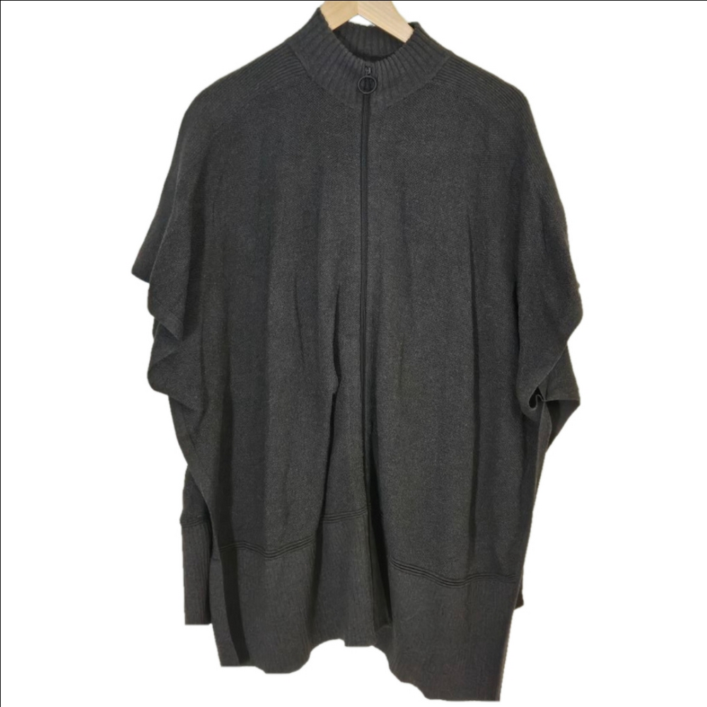 Lululemon Call Me Cozy OS Dark Gray Zippered Wrap Cape Cotton/Yak Blend